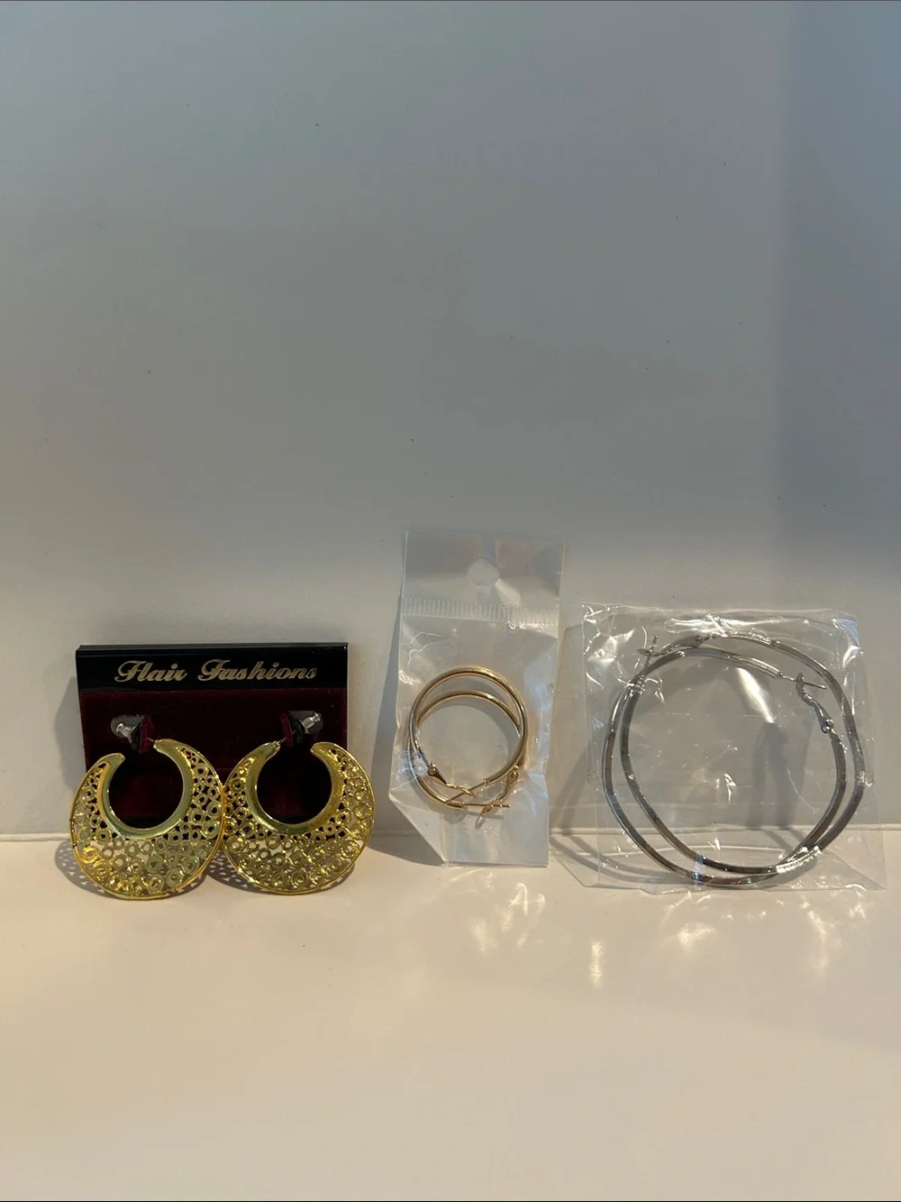 Gold and Silver Hoop Earrings - Lot of 3